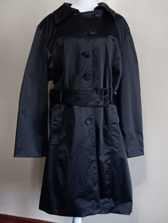 dressbarn Jackets & Blazers - Black Belted Button Up Trench Coat Womens Plus Size 18/20 Dressbarn, Fall
